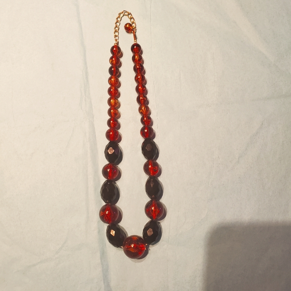 Black and orange beaded necklace